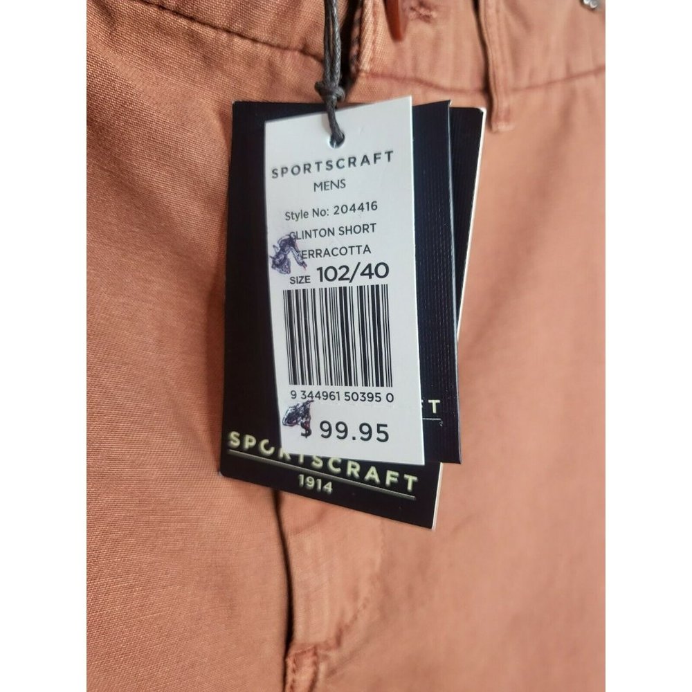 SPORTSCRAFT men's 'clinton' chino shorts size 102 / 40 terracotta BNWt $99.95 - Picture 4 of 10